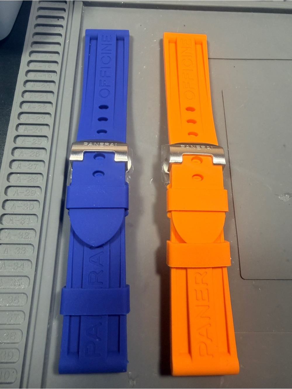 24mm Silicone Watch Straps in Blue and Orange  deployment buckle selling 2 strap